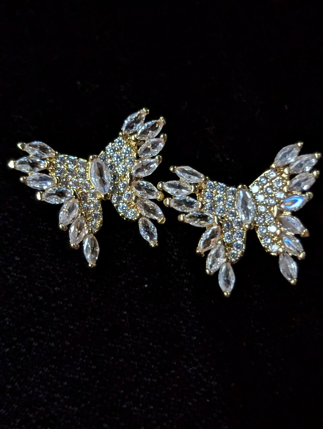 Crystal Butterfly Stud Earrings – Elegant Stone-Studded Sparkle