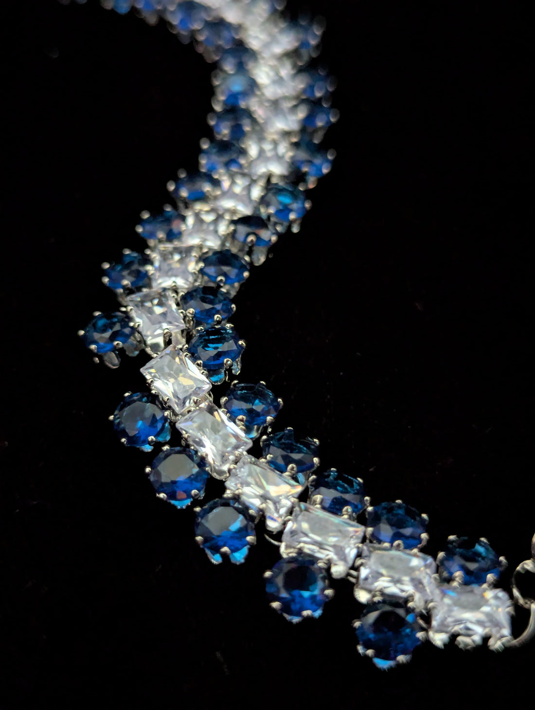 Royal Blue Crystal Stone Payal – Silver Plated Bridal Anklet